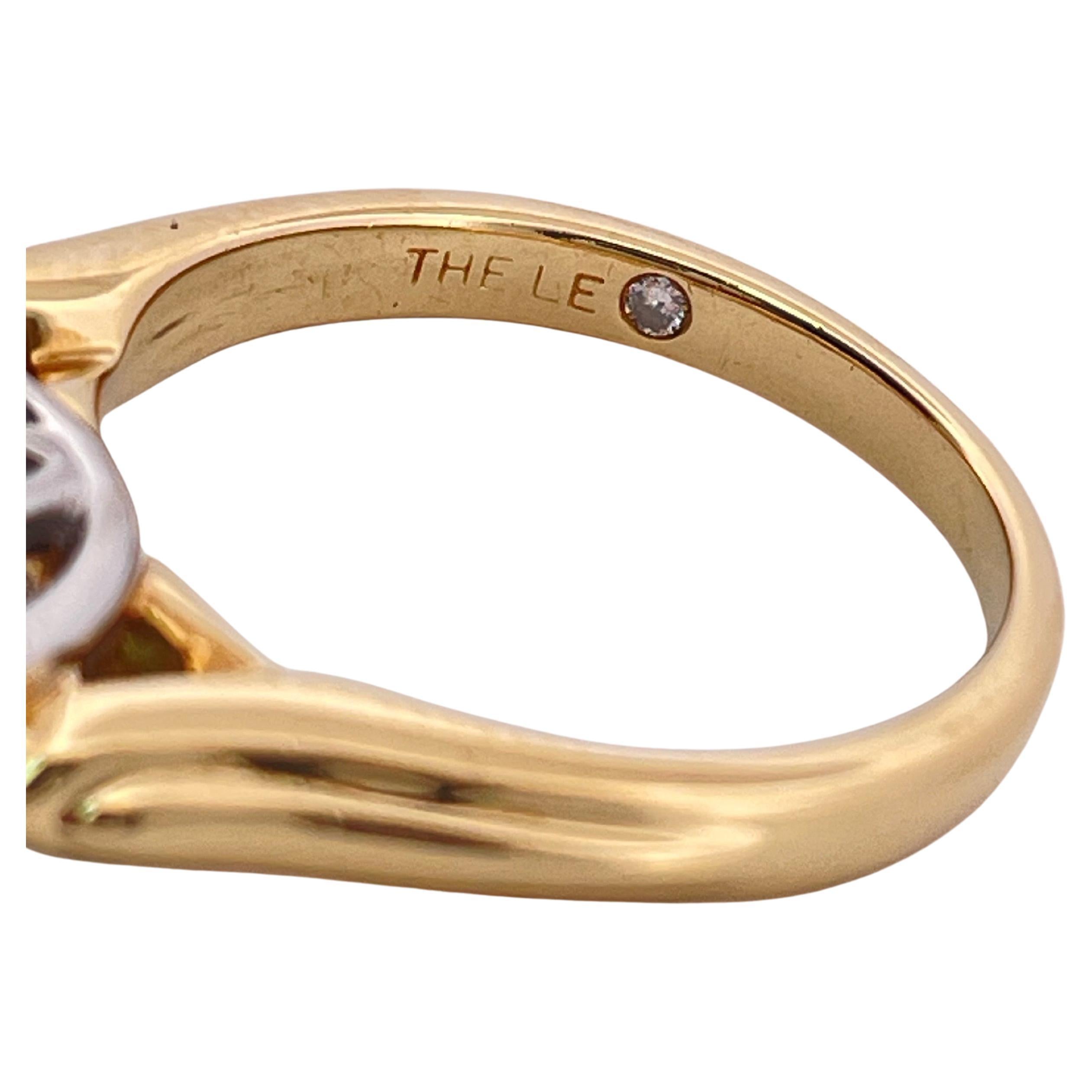 Bague à trois pierres en or jaune 18k et platine 1,49ctw G-H SI1 Diamond en vente 2