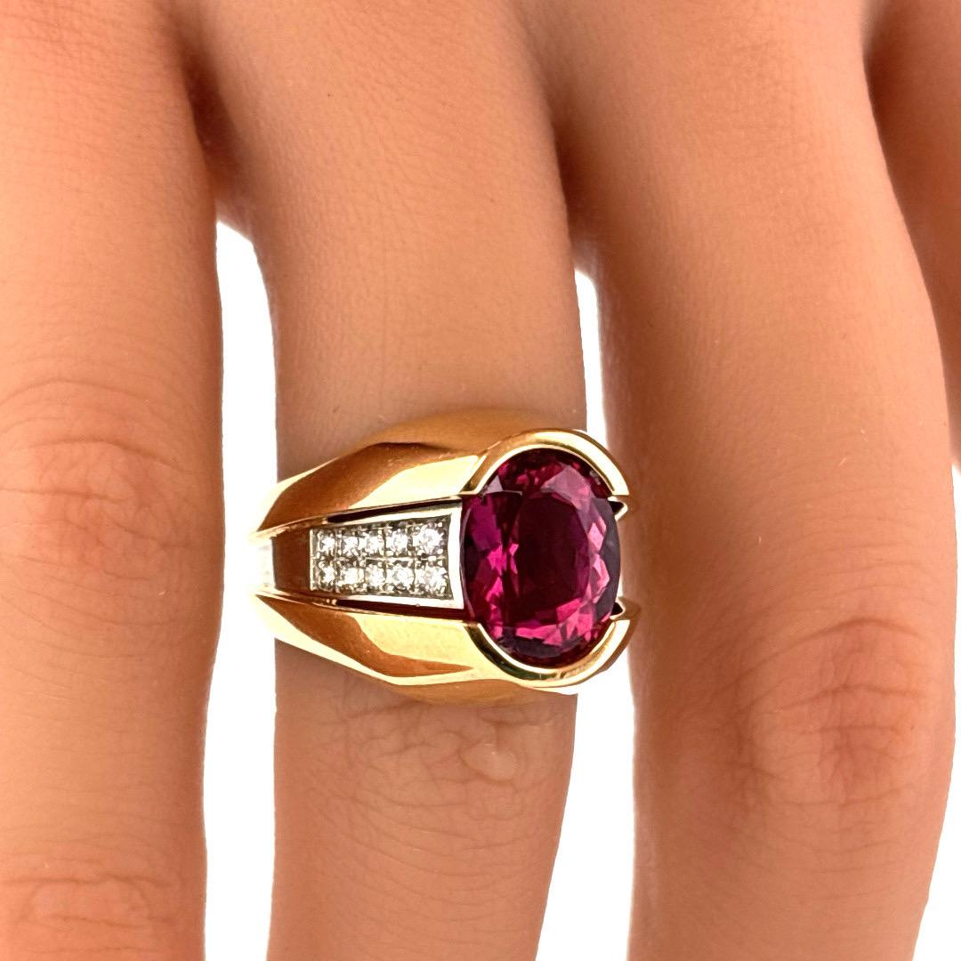 Anello in oro giallo 18 carati e platino con Morganite rosa da 3,50 carati e diamante da 0,20 carati in vendita 2