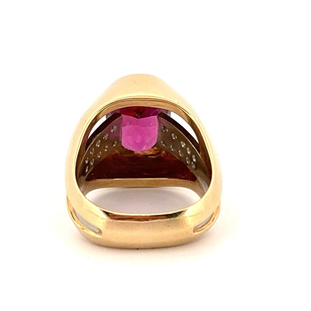 Anello in oro giallo 18 carati e platino con Morganite rosa da 3,50 carati e diamante da 0,20 carati in vendita 3