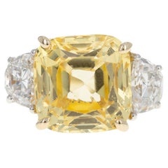 18K Yellow Gold & Platinum 5.86 Carat No Heat Yellow Sapphire Diamond Ring