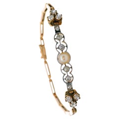 18K Yellow Gold & Platinum Bracelet with 0.85 CTW in Diamond, and Pearl