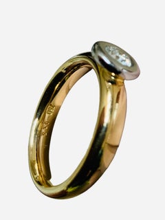 18K Yellow Gold Platinum Diamond Engagement Ring