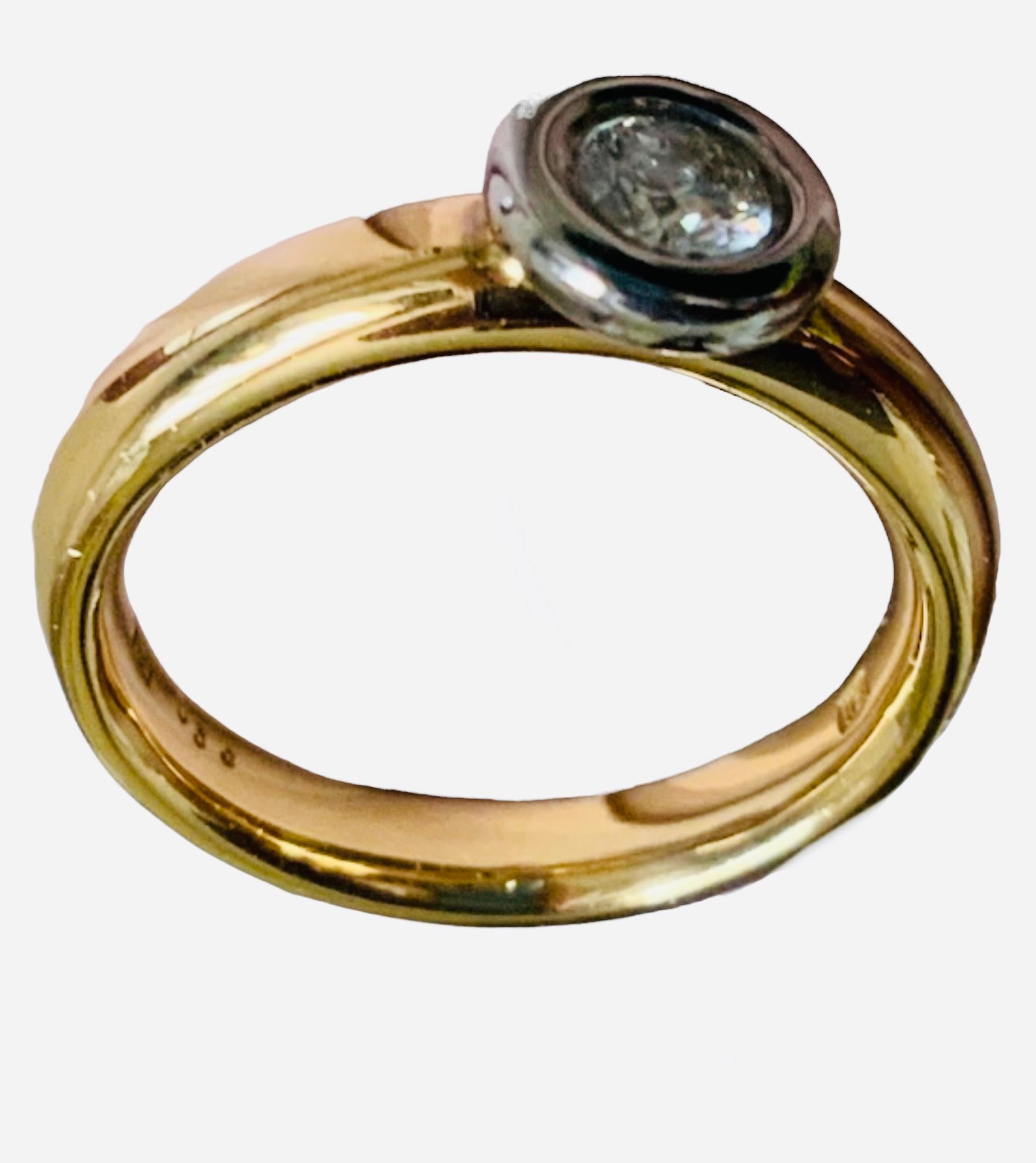 Women's 18K Yellow Gold Platinum Diamond Engagement Ring For Sale