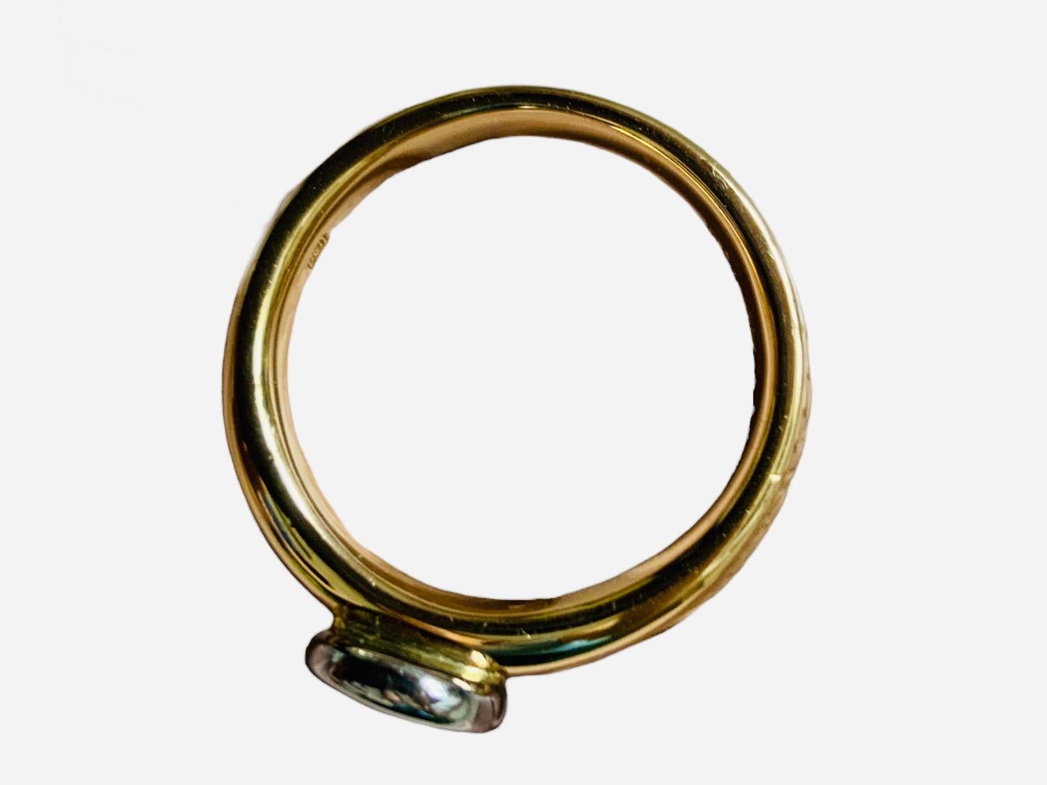18K Yellow Gold Platinum Diamond Engagement Ring For Sale 1
