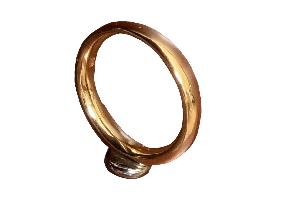 18K Yellow Gold Platinum Diamond Engagement Ring For Sale 2