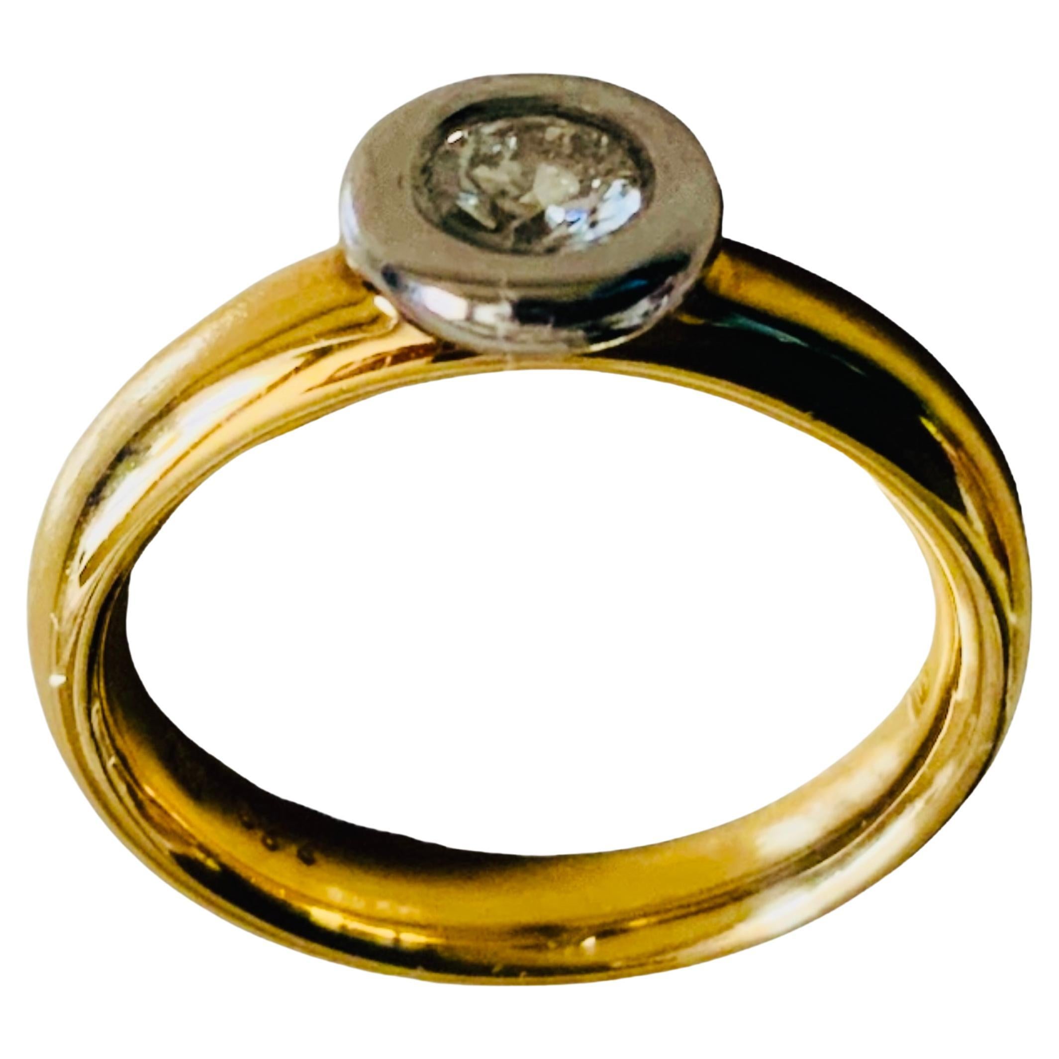 18K Yellow Gold Platinum Diamond Engagement Ring For Sale