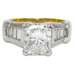 18k Yellow Gold & Platinum Diamond Ring, 3.00ct Radiant, I, Vs2, 10.2g