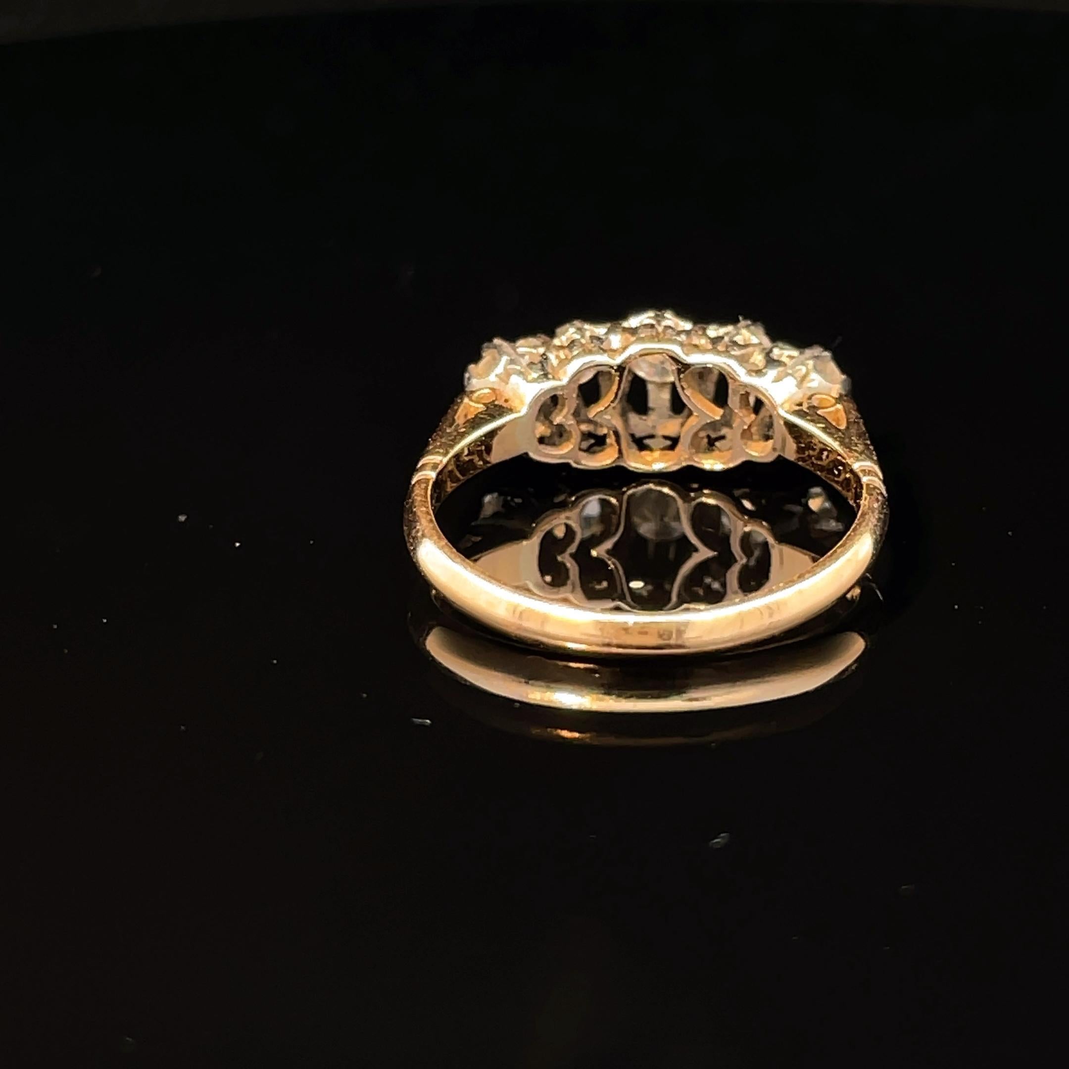 18k Yellow Gold & Platinum Diamond Ring For Sale 5