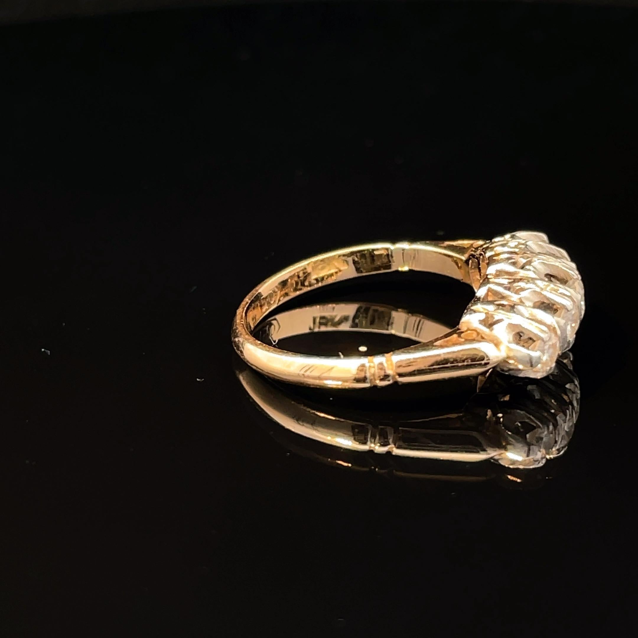 18k Yellow Gold & Platinum Diamond Ring in vendita 1