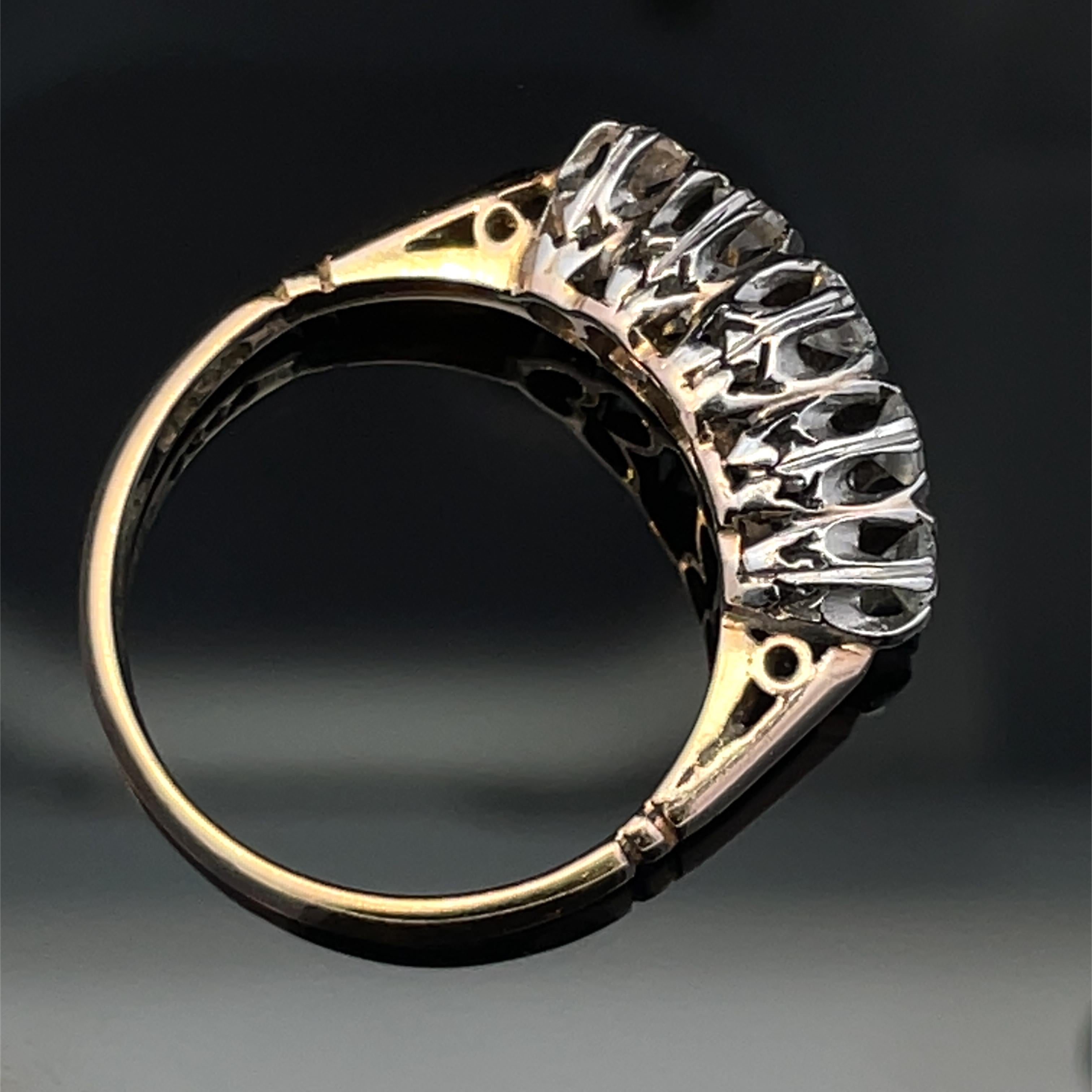 18k Yellow Gold & Platinum Diamond Ring in vendita 2