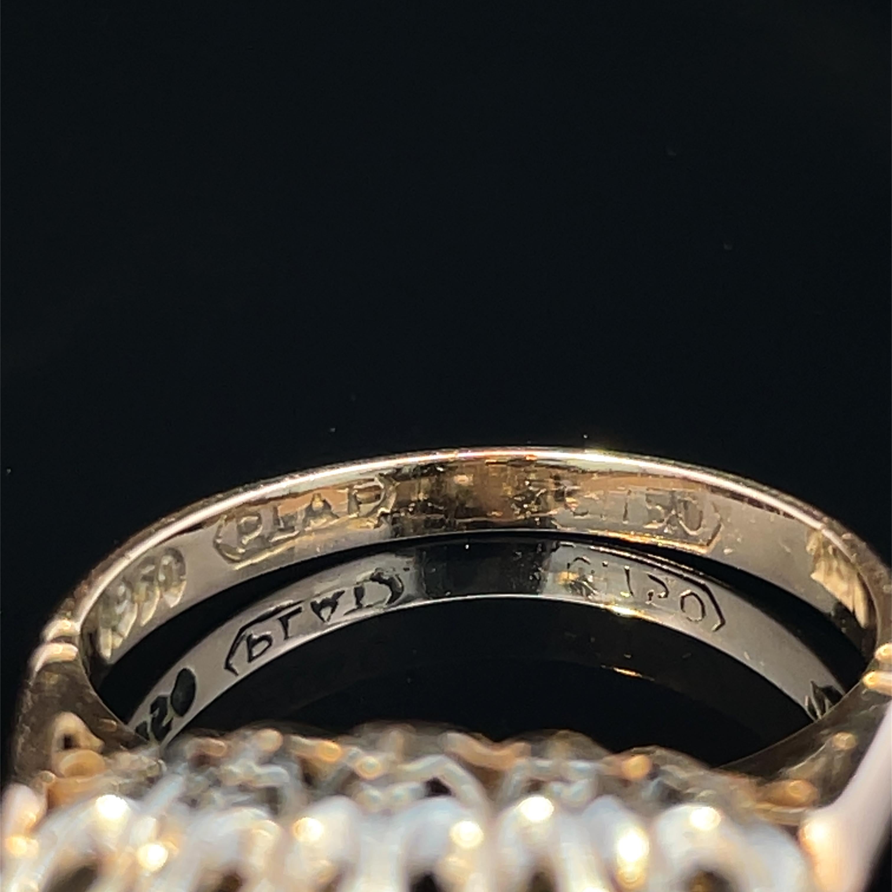 18k Yellow Gold & Platinum Diamond Ring in vendita 3