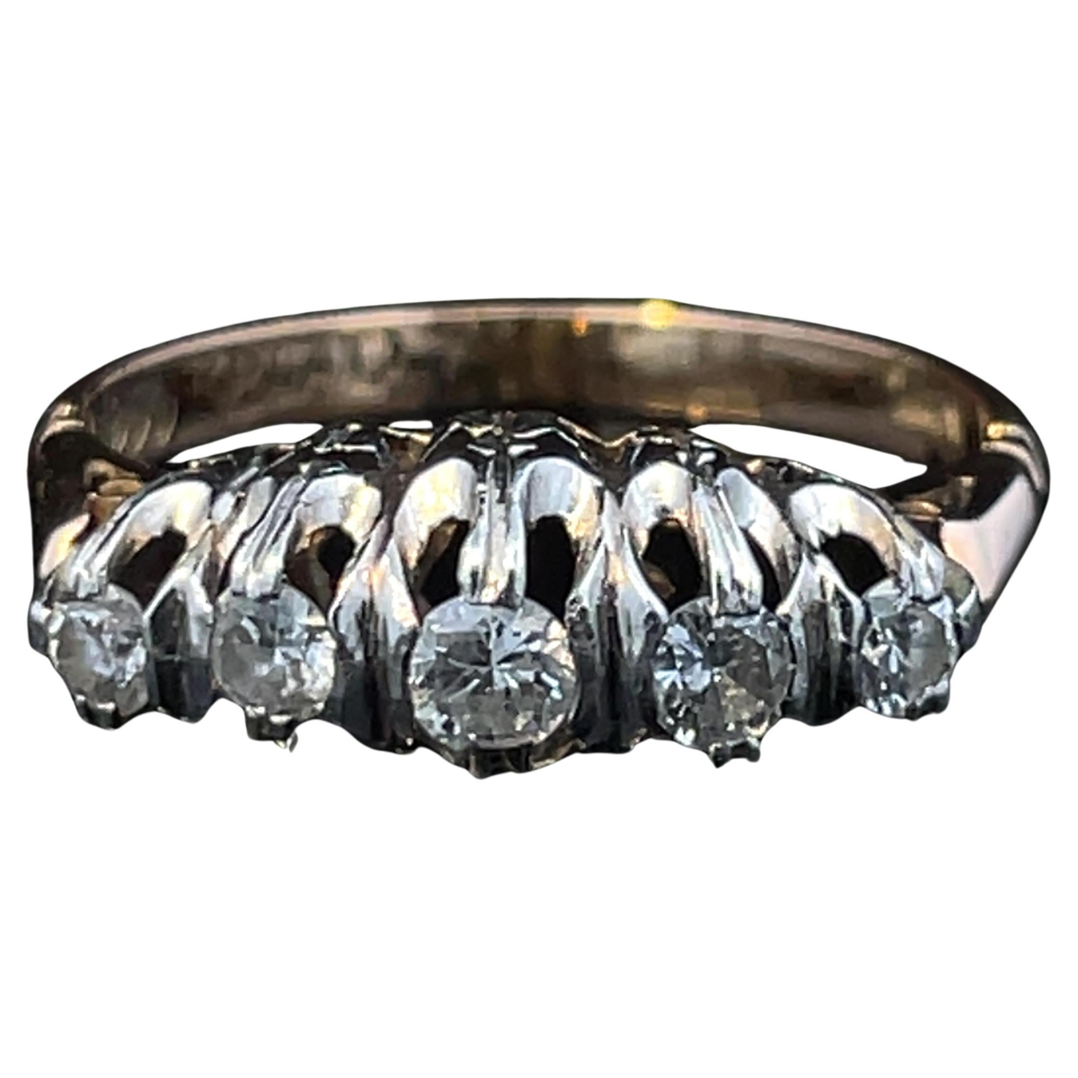 18k Yellow Gold & Platinum Diamond Ring in vendita