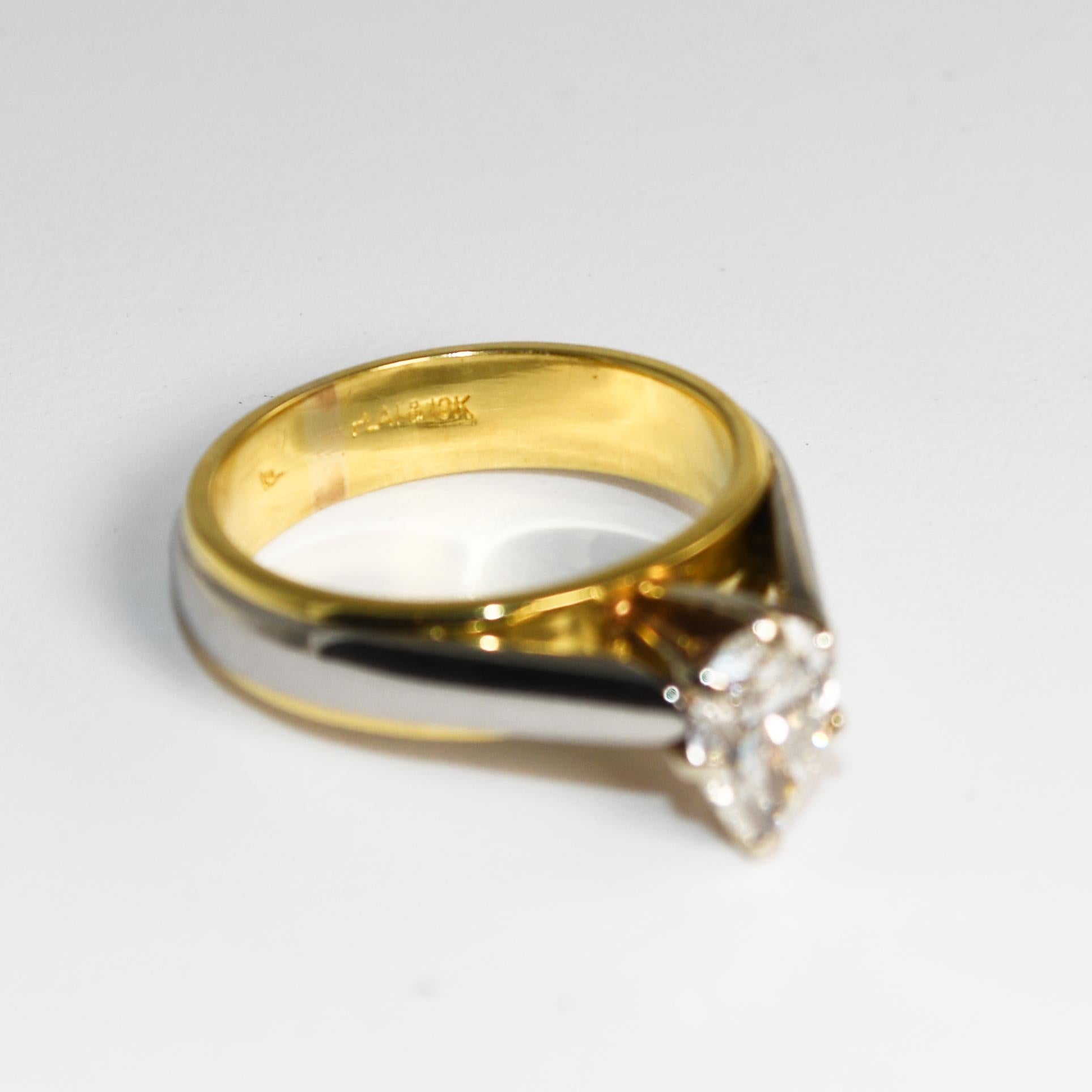 18K Yellow Gold & Platinum Diamond Solitaire Ring 1.01ct For Sale 2