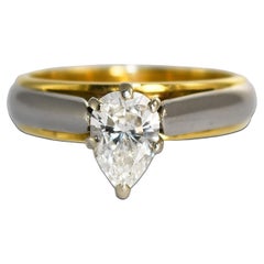 18K Yellow Gold & Platinum Diamond Solitaire Ring 1.01ct