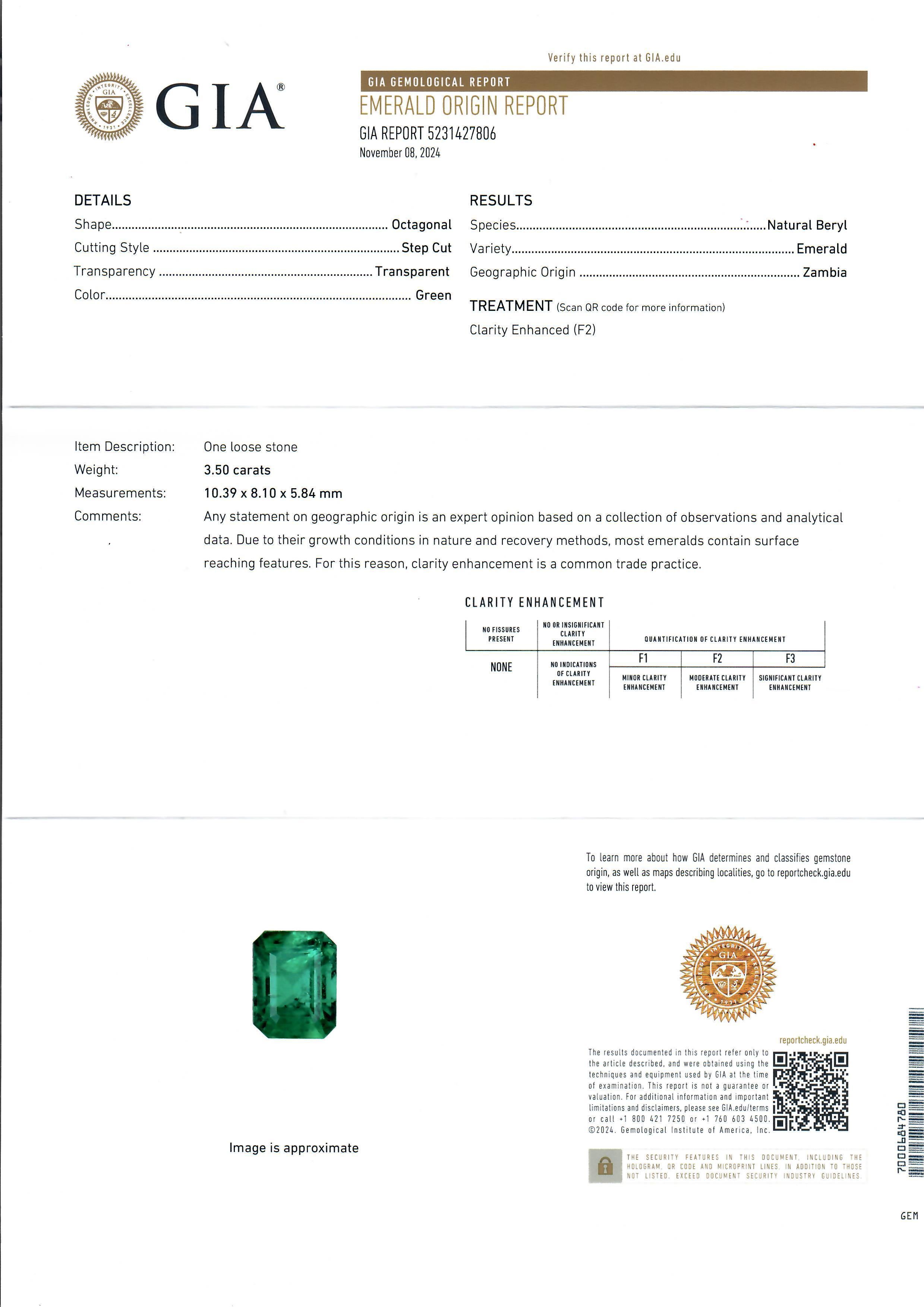 Baguette Cut 18k Yellow Gold & Platinum GIA 4.1ctw Quality Emerald Baguette Diamond Ring For Sale