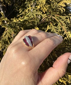 18k Yellow Gold Platinum High Quality 2.82ctw Baguette Ruby & Diamond Ring