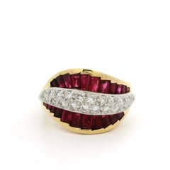 18k Yellow Gold Platinum High Quality 2.82ctw Baguette Ruby & Diamond Ring
