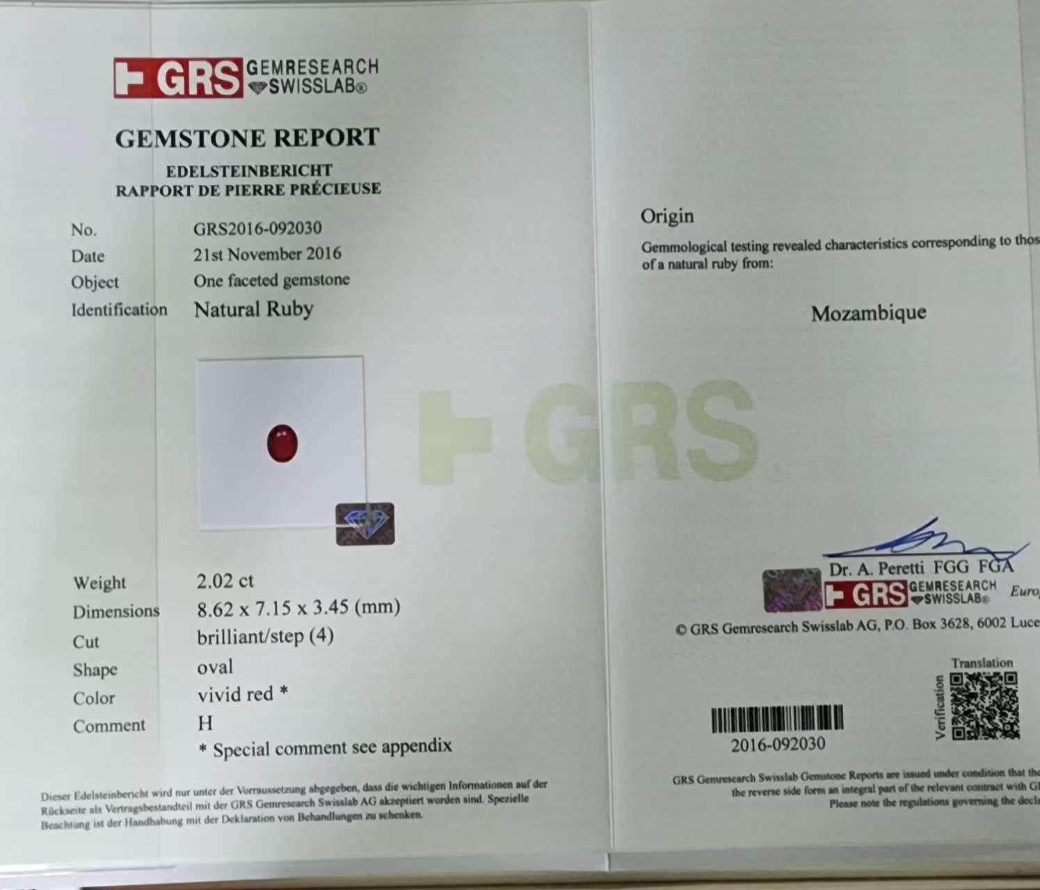 Anello con rubino e diamanti a stella in oro giallo 18 carati e platino - 2,02ct GRS-Certifie in vendita 3