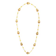 18 Karat Yellow Gold Plique-A-jour Frog Necklace