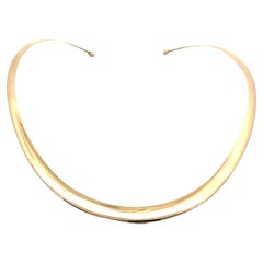 18k Yellow Gold Polished Graduated Open Torque Collar Necklace w/ Swivel Bail