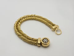 18K Yellow Gold Pomellato Diamond Clasp Woven Link Bracelet
