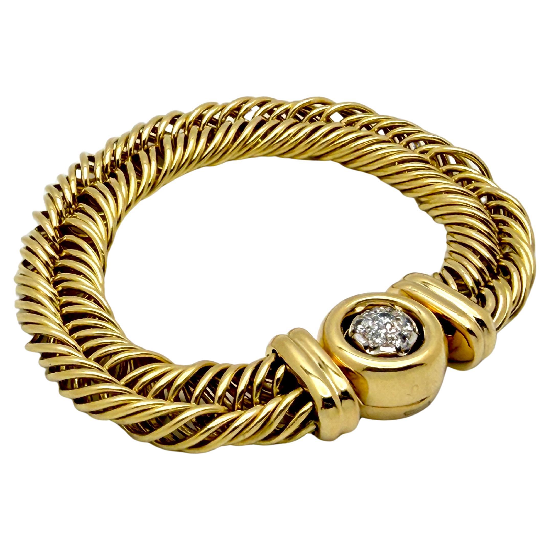 Bracelet à maillons tressés en or jaune 18K avec fermoir à diamants Pomellato