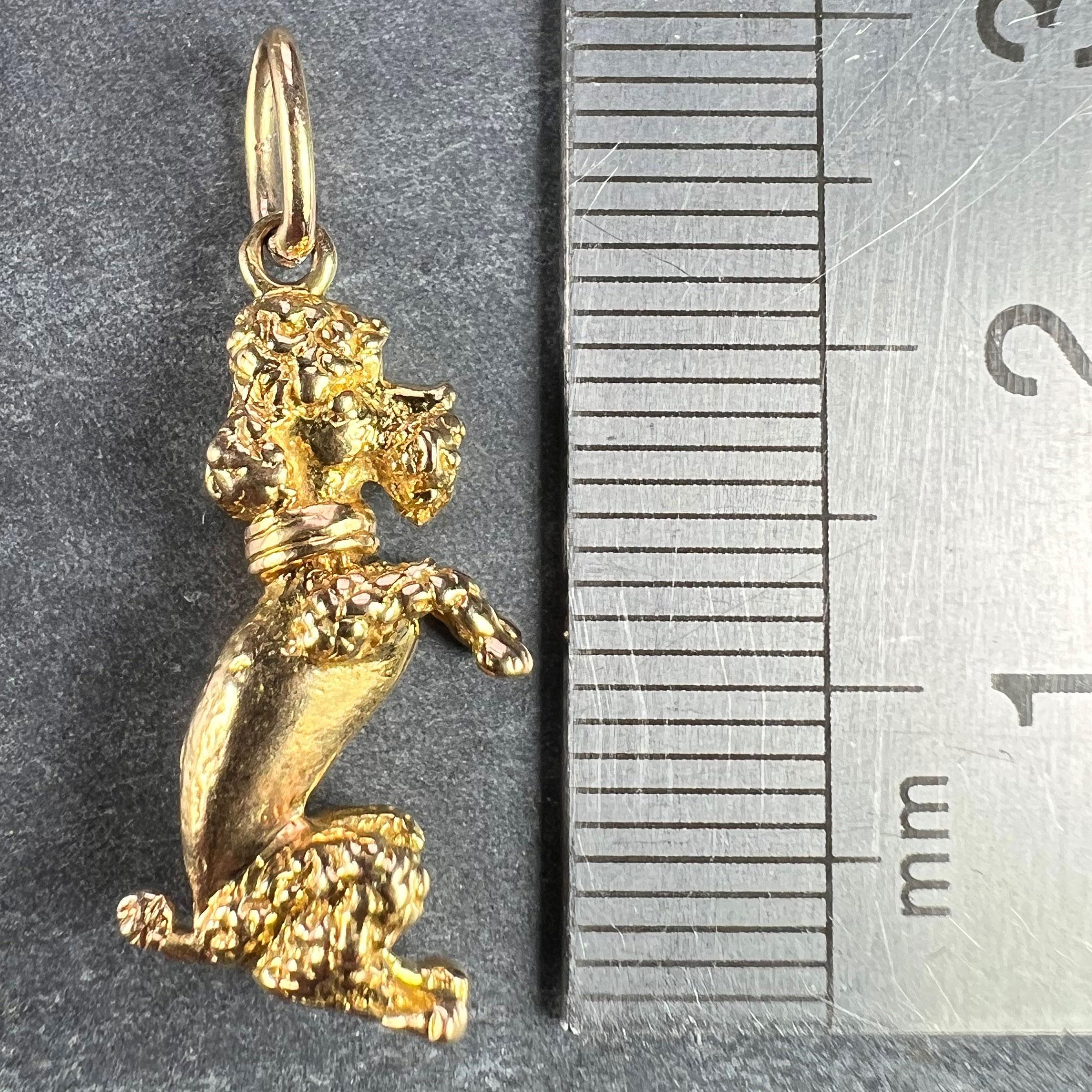 18K Yellow Gold Poodle Dog Charm Pendant For Sale 6