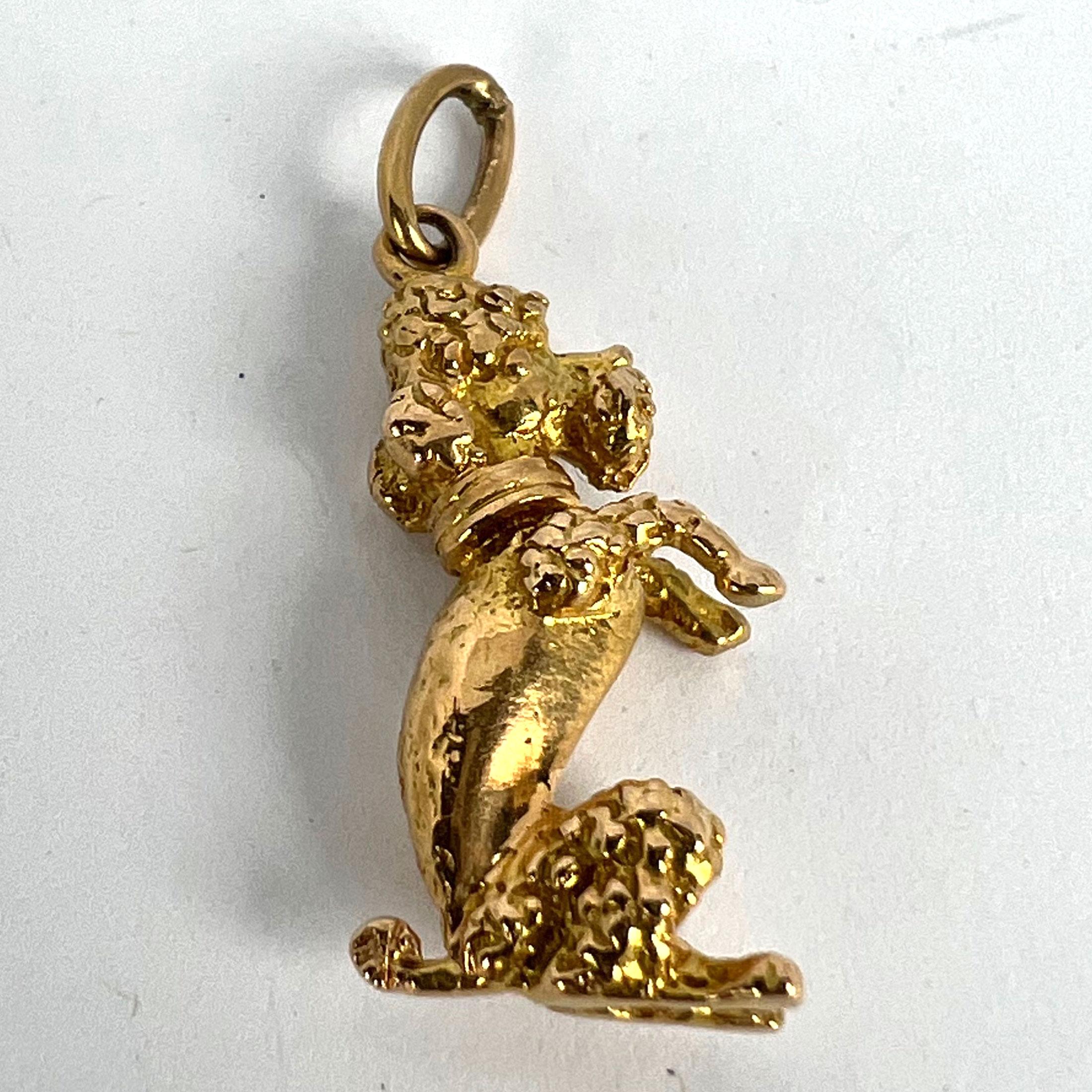 18K Yellow Gold Poodle Dog Charm Pendant For Sale 9