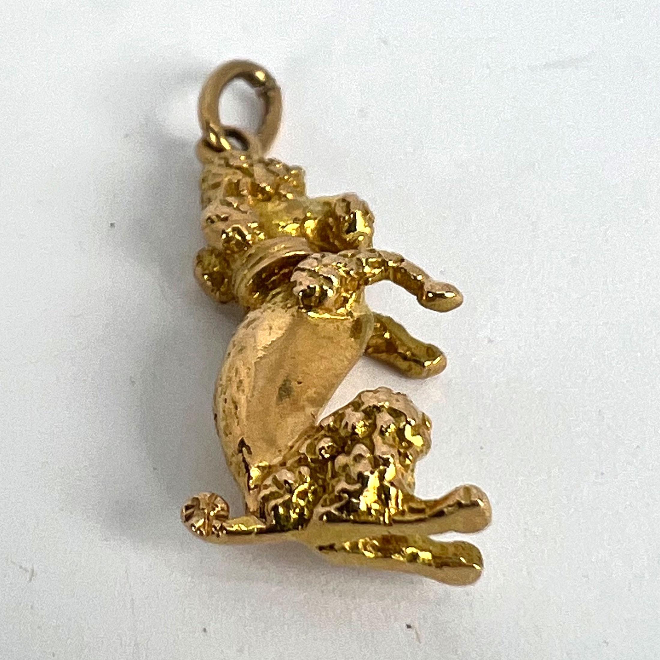 18K Yellow Gold Poodle Dog Charm Pendant For Sale 10