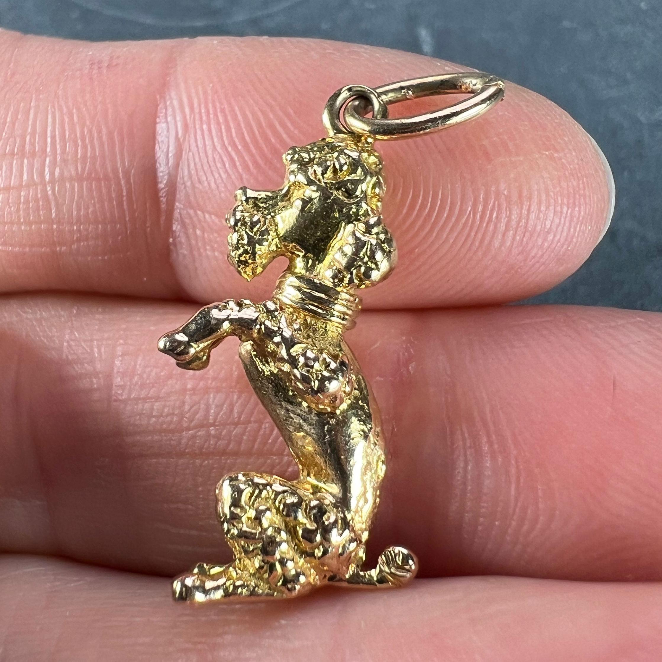 18K Yellow Gold Poodle Dog Charm Pendant For Sale 3