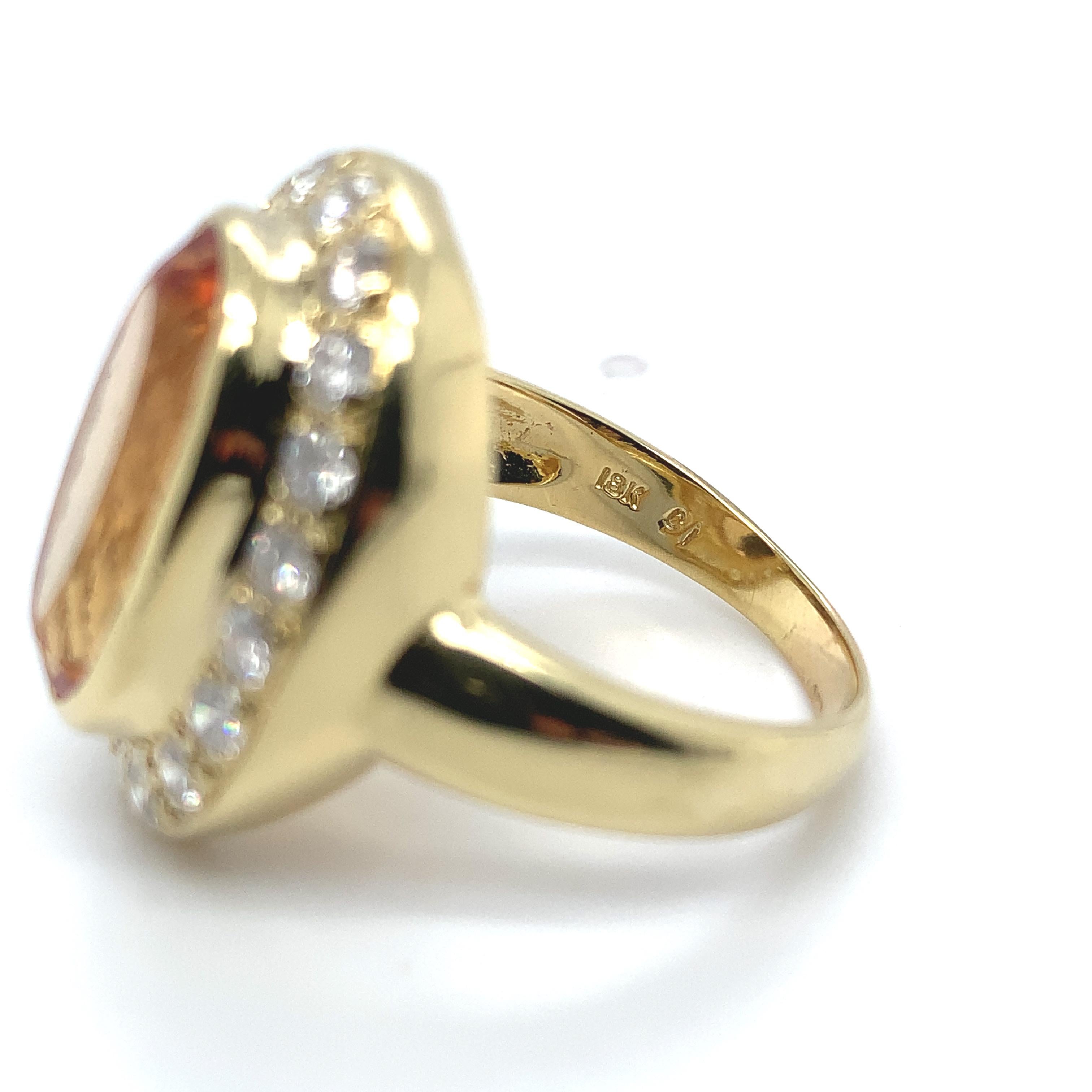 Women's 18K Yellow Gold Precious Imperial Topaz and Diamond Ring