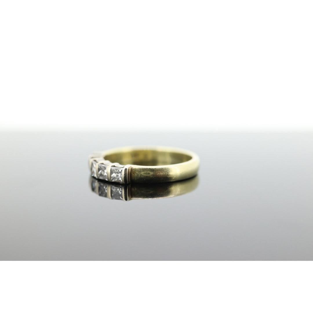 18K Yellow Gold Princess Cut Diamond Engagement Band - 18K Diamond Wedding Band For Sale 1