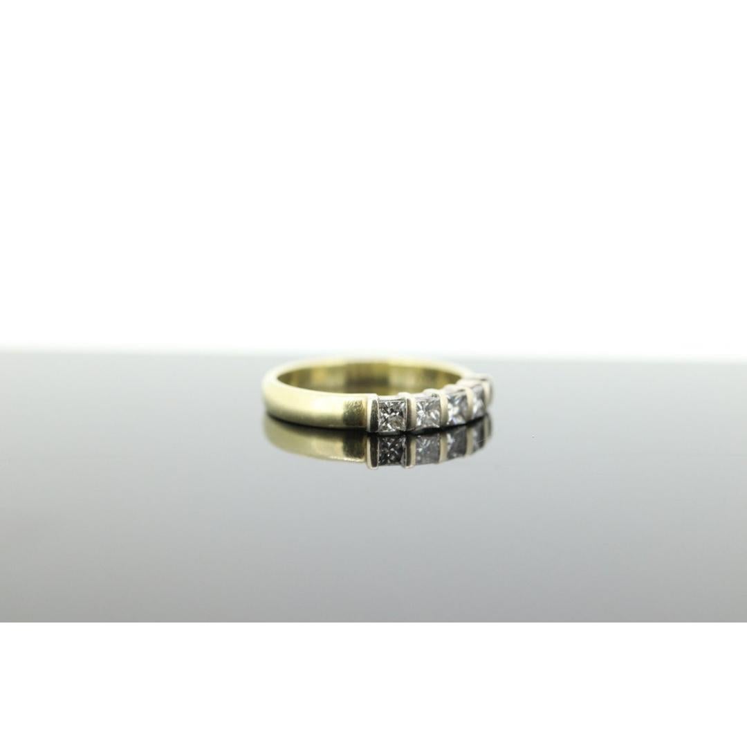 18K Yellow Gold Princess Cut Diamond Engagement Band - 18K Diamond Wedding Band For Sale 4