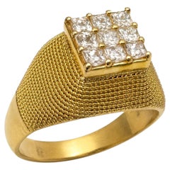 18K Yellow Gold Princess Cut Diamond Square Head Ring