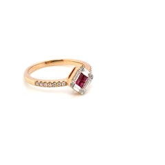 18k Yellow Gold Princess Cut Emerald Cts 0.20 Diamond Engagement Ring