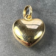 18K Yellow Gold Puffy Love Heart Charm Pendant
