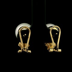 Boucles d'oreilles en or jaune 18k perle blanche pure avec 0.62ctw diamant Cluster Fiery