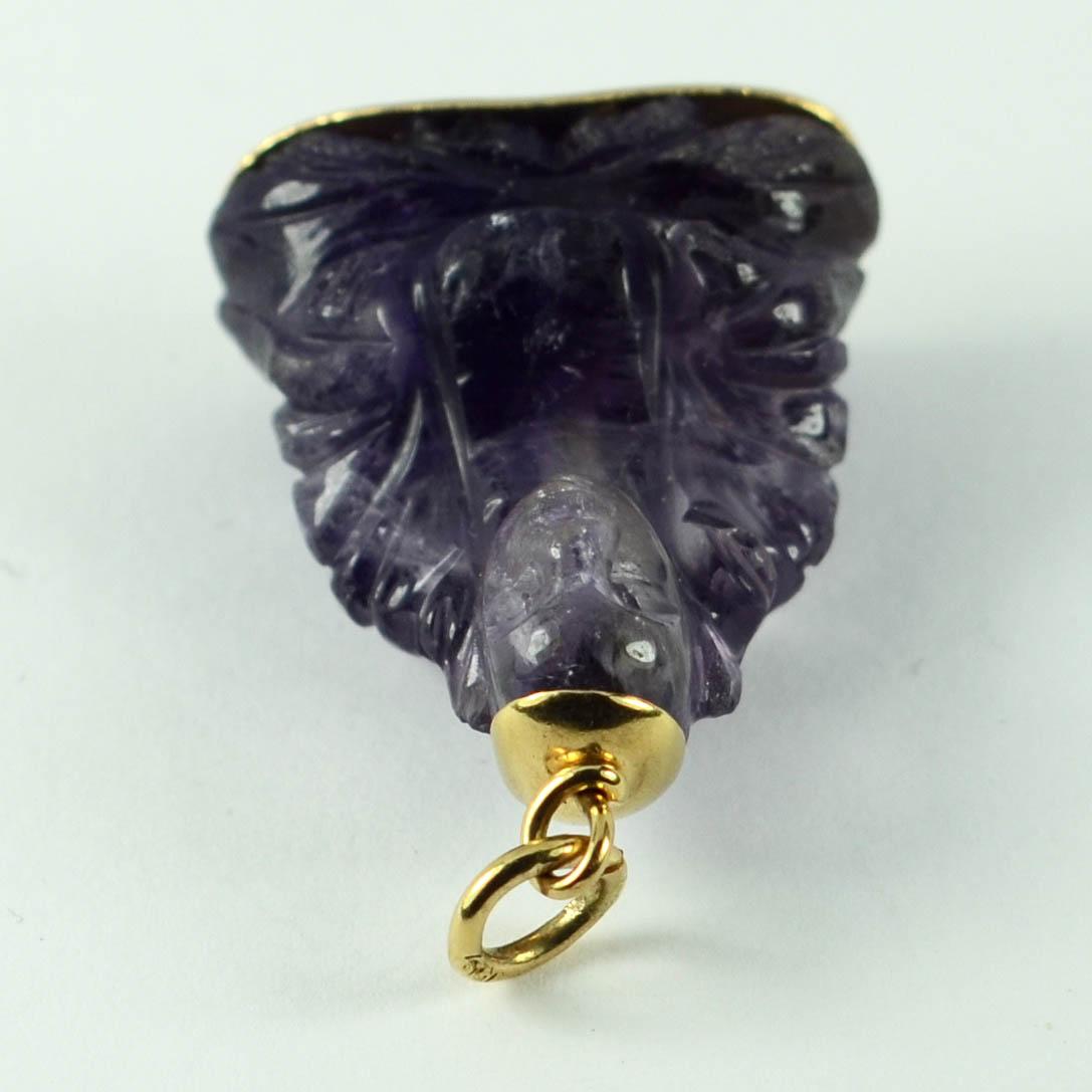 18 Karat Yellow Gold Purple Amethyst Buddha Large Charm Pendant 3