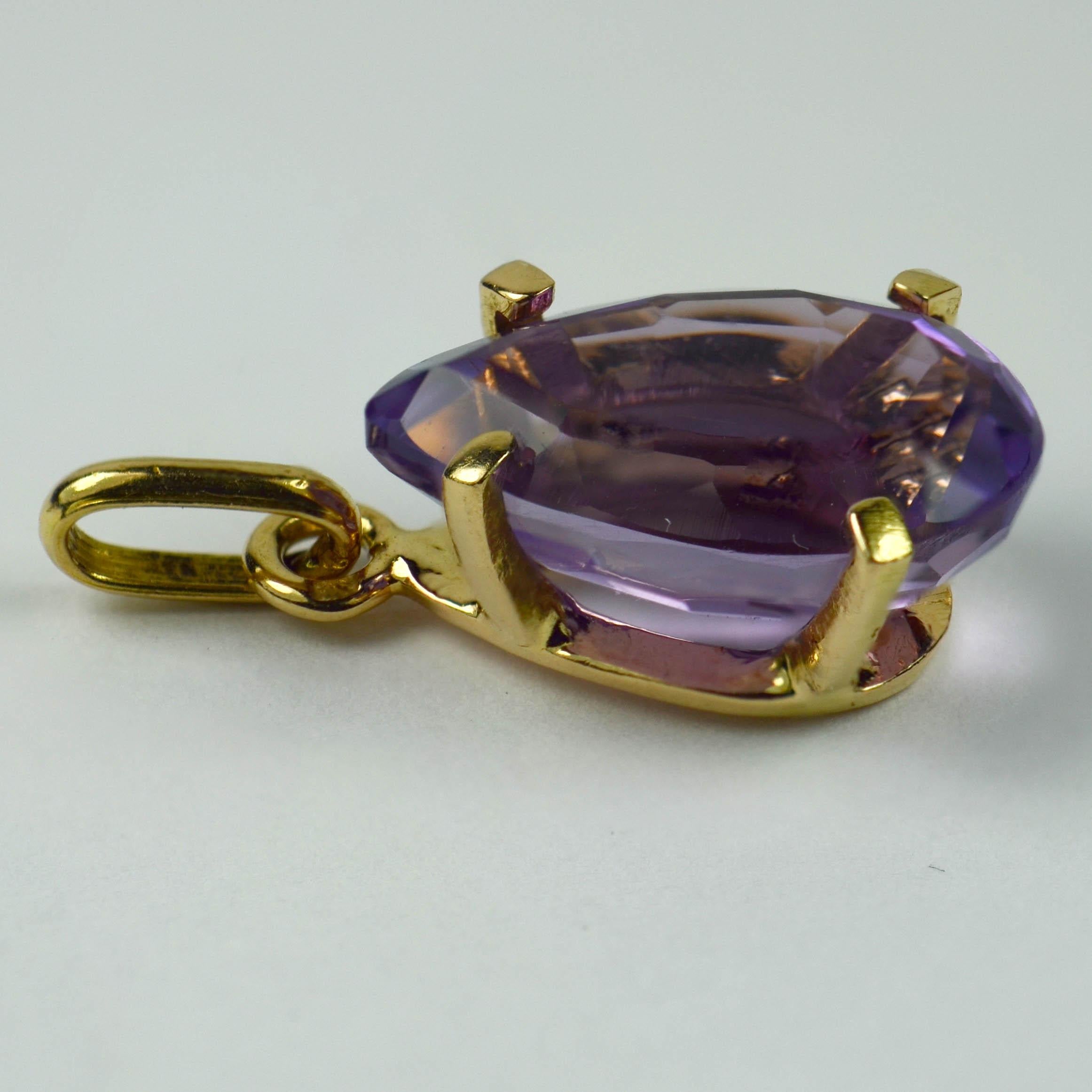 Pear Cut 18 Karat Yellow Gold Purple Amethyst Pear Shape Pendant