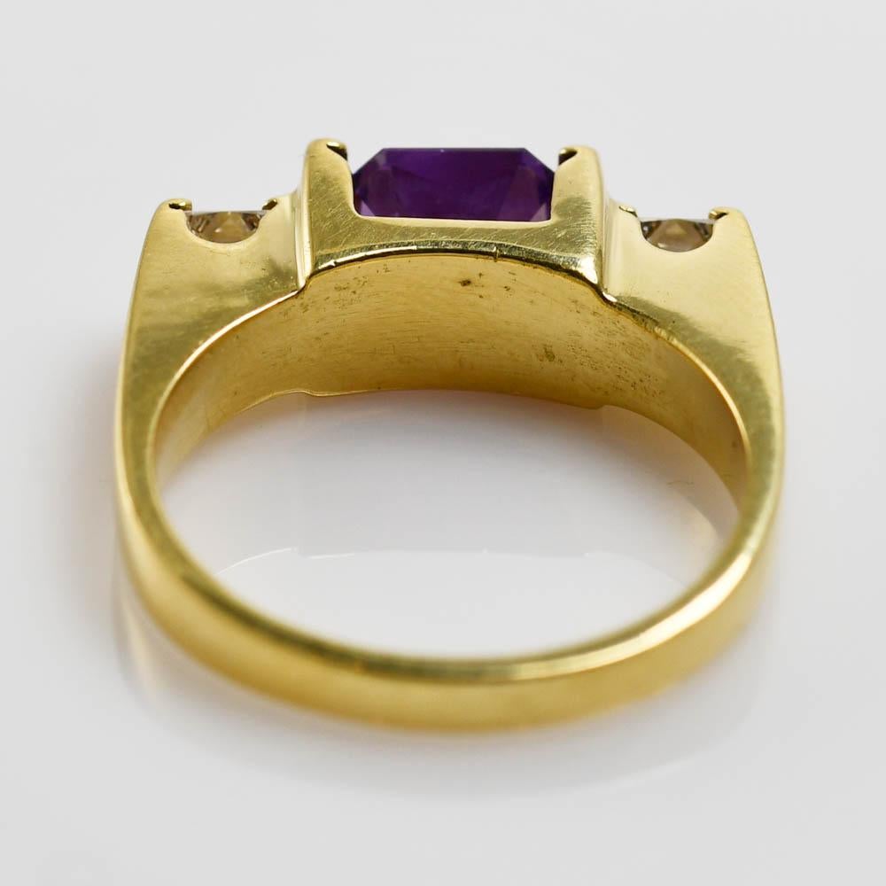 Brilliant Cut 18k Yellow Gold Purple Sapphire 2tcw & Diamond Ring .30tcw, 9.4g For Sale