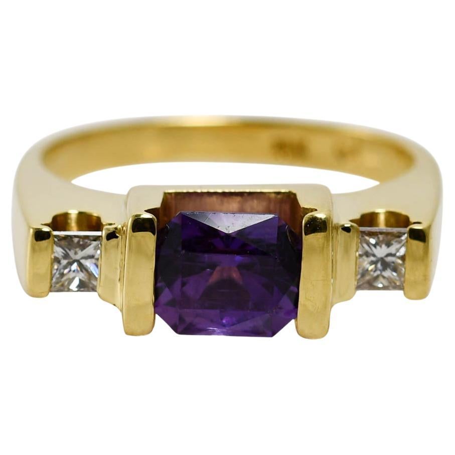 18k Yellow Gold Purple Sapphire 2tcw & Diamond Ring .30tcw, 9.4g For Sale