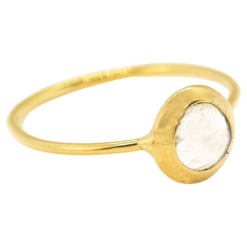 18k Yellow Gold Quartz Cabochon Boho Chic Stackable Deco Ring Intini Jewels