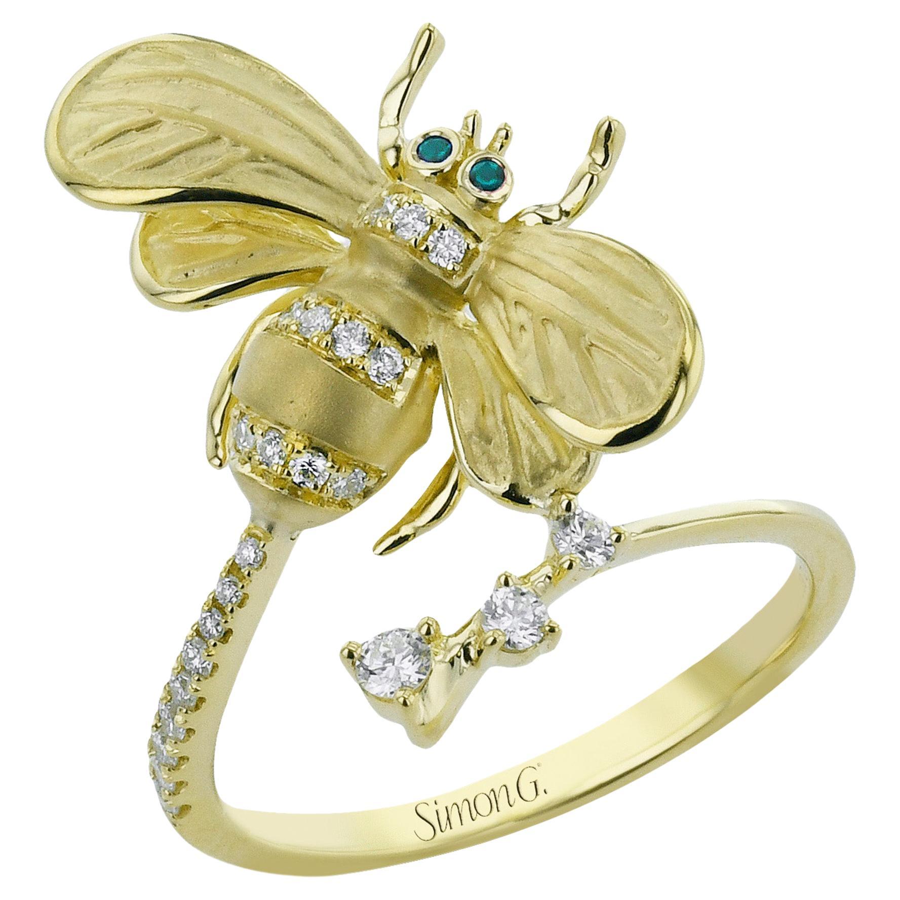 18K Yellow Gold Queen Bee Wrap Ring by Simon G. - DR380 For Sale