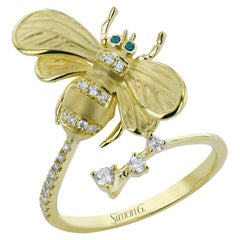 18K Yellow Gold Queen Bee Wrap Ring by Simon G. - DR380