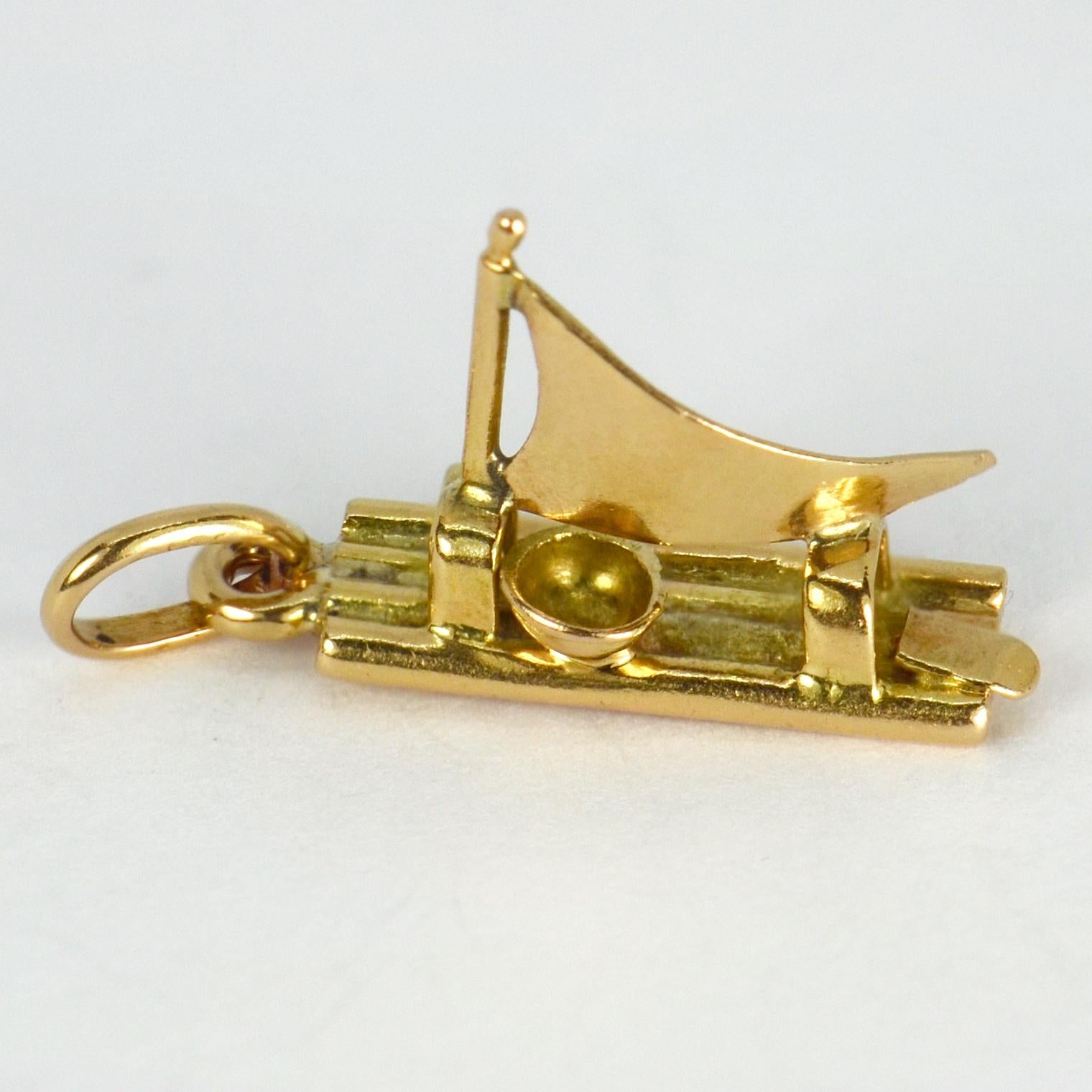 18 Karat Yellow Gold Raft Charm Pendant For Sale 7