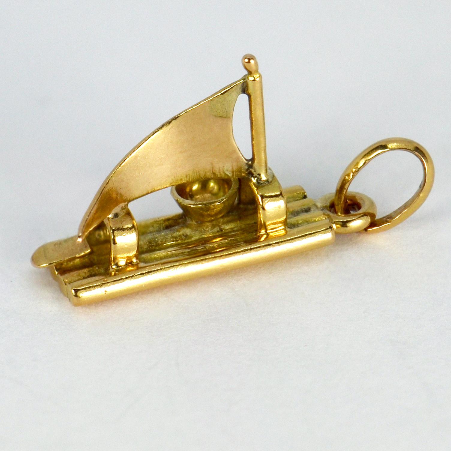 18 Karat Yellow Gold Raft Charm Pendant For Sale 8