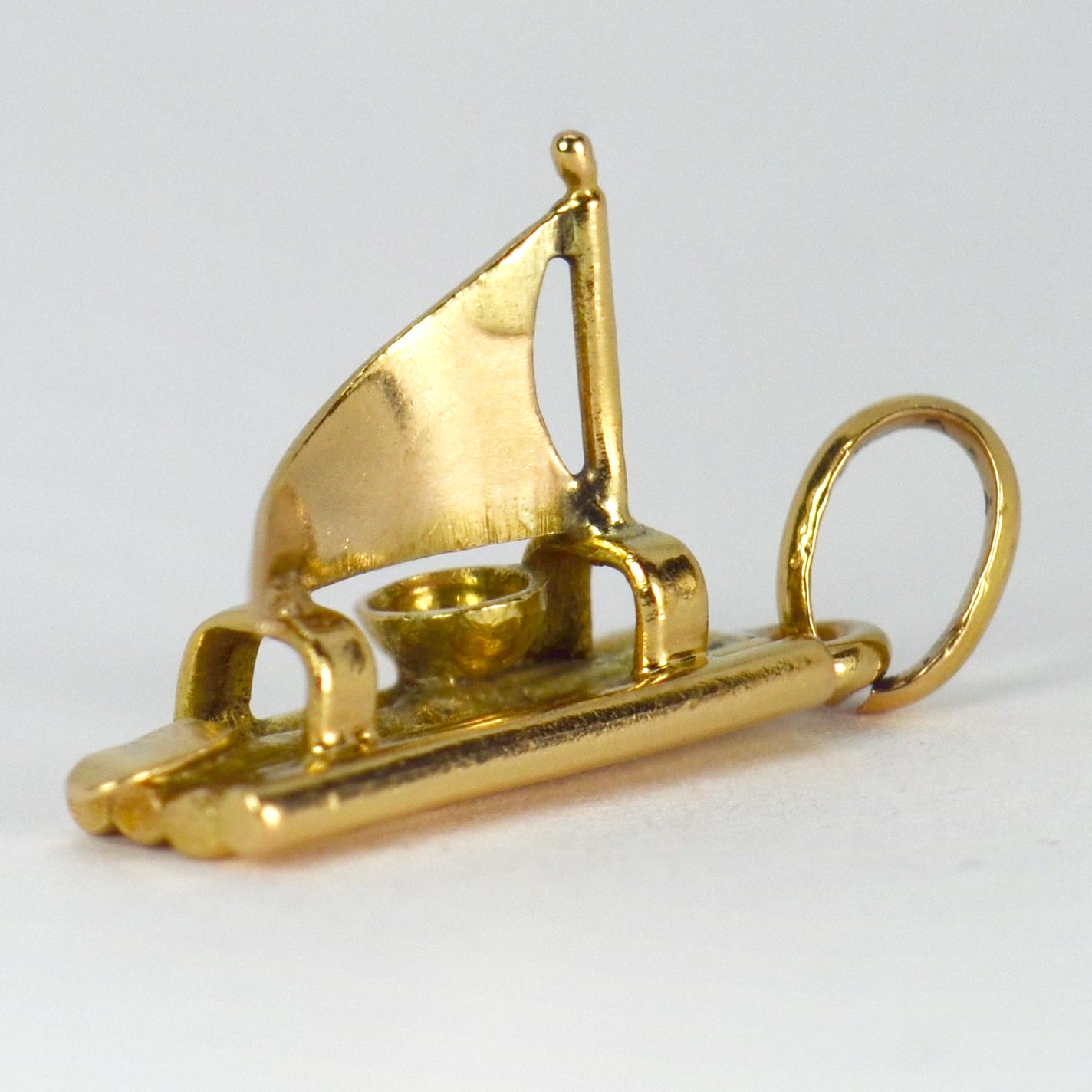 18 Karat Yellow Gold Raft Charm Pendant For Sale 9