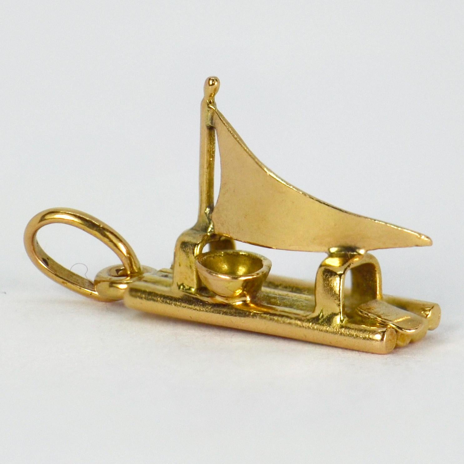 18 Karat Yellow Gold Raft Charm Pendant For Sale 11