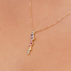 18k Yellow Gold Rainbow Long Cascade Pendant