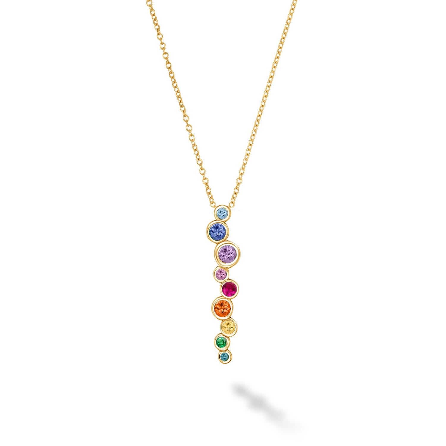 18k Gelbgold Regenbogen lange Kaskade Anhänger im Angebot 1